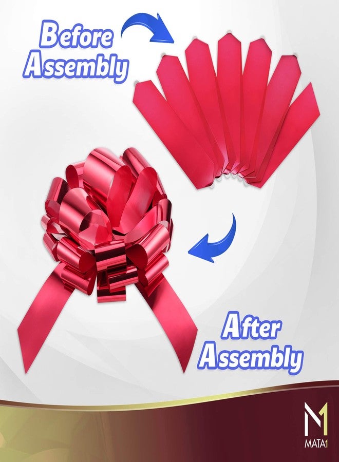 Mata1-USA - Huge Car Bow - Shiny Red, 18 Inch - Big Gift Wrapping Bow for Large Gift Decoration - Giant Size for Indoor & Outdoor Use - 20 Loops & 4 Stickers - No Magnets That Scratch - Image 5